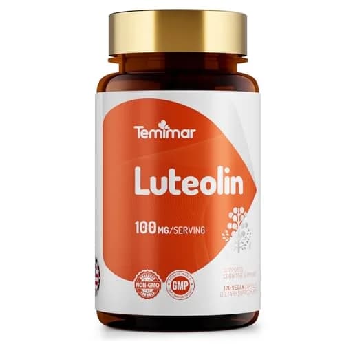 Temimar Luteolin Supplement 100mg | Flavonoids for Brain & Immunity Support, Vegan, Gluten-Free, Made in USA thumbnail 1