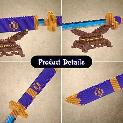 Beego Anime Swords Building Blocks Set 1444 Pieces | Zoro Yamato Katana Sword Model with Stand thumbnail 5