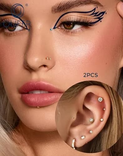 OUFER 20G Silver Titanium Labret Stud 5mm Post | G23 Implant Grade for Sensitive Skin thumbnail 6