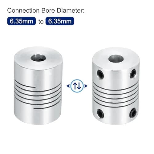 uxcell 2Pcs 6.35mm to 6.35mm Aluminum Alloy Shaft Coupling 25mm | Flexible, Durable, for 3D Printer & CNC thumbnail 4
