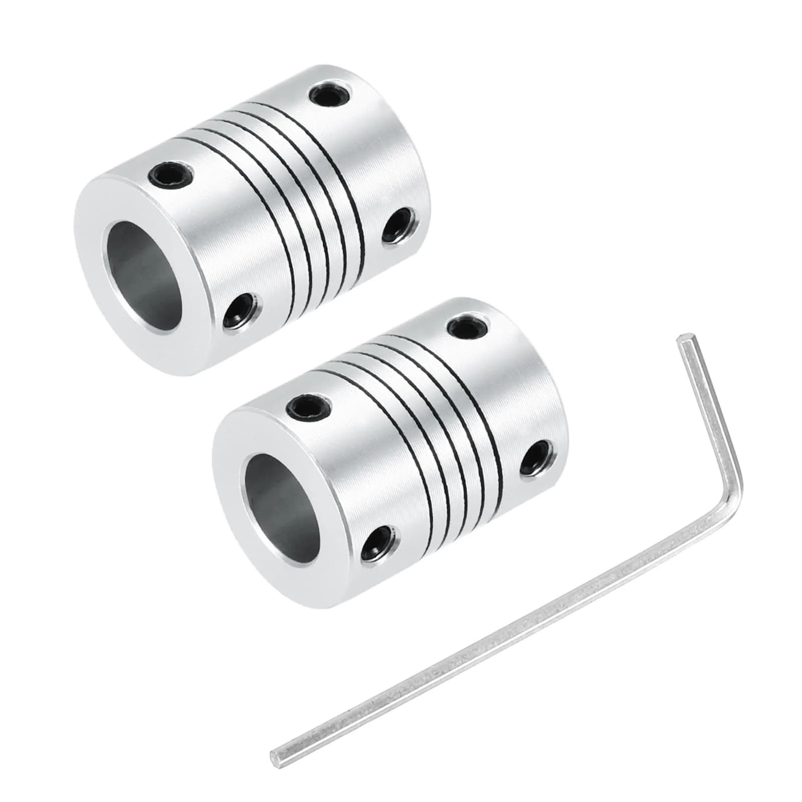 uxcell 3mm to 3mm Aluminum Alloy Shaft Coupling L25xD19mm Flexible Beam Coupler (2-Pack) — 6mm to 10mm