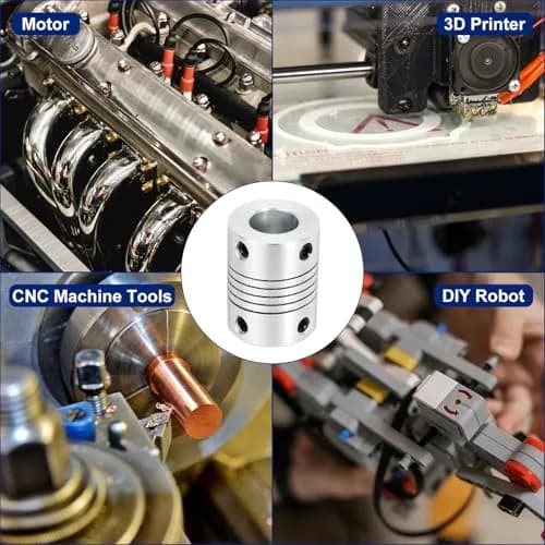 uxcell Flexible Shaft Coupling 6mm to 10mm | Aluminum Alloy, 25mm Length, Silver, for 3D Printer & CNC (70-120c) thumbnail 6