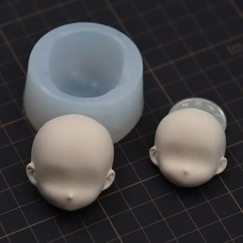Chistepper 2 Pcs Doll Face Silicone Clay Mold 3D Doll Head Clay Mold 4.3in x 1in | Reusable Polymer Clay Tool thumbnail 4