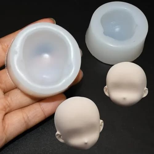 Chistepper 2 Pcs Doll Face Silicone Clay Mold 3D Doll Head Clay Mold 4.3in x 1in | Reusable Polymer Clay Tool thumbnail 6