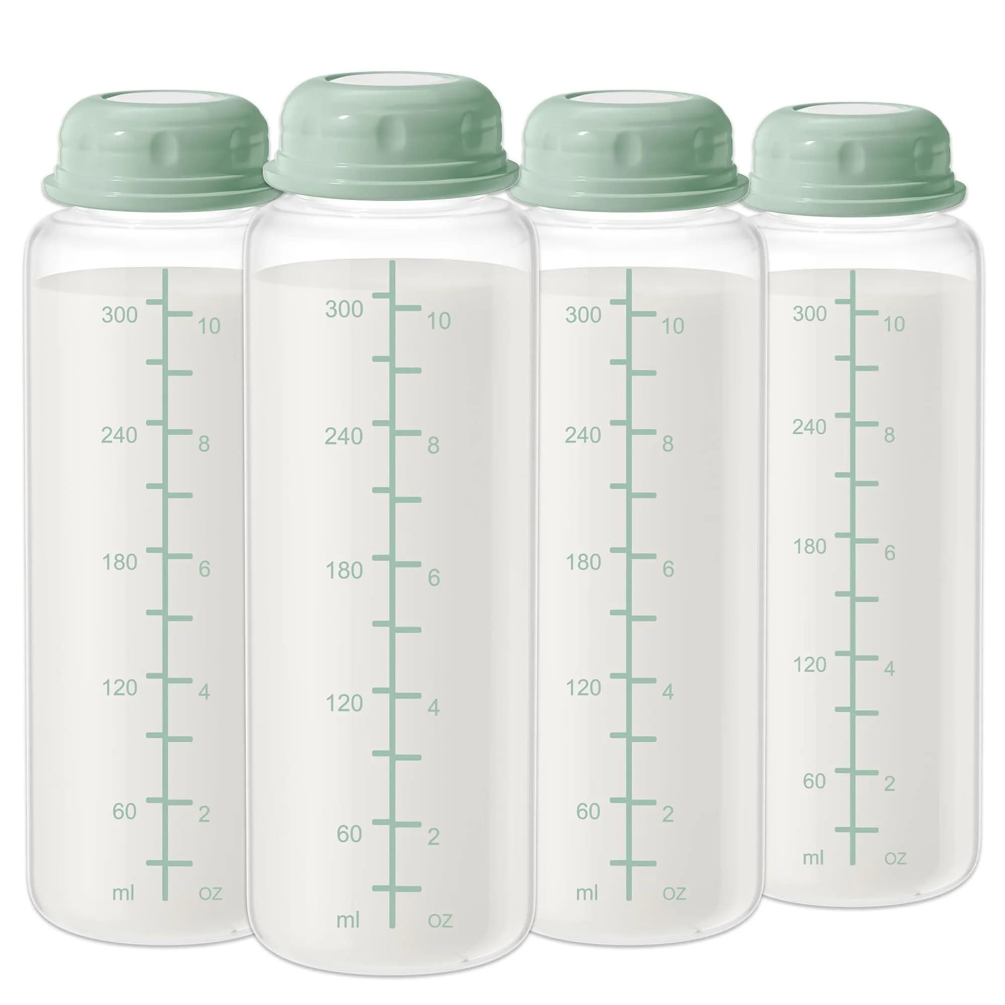 TOVVILD 10oz Breastmilk Storage Bottles (4 Pack) | Compatible with Spectra Pumps & Momcozy Coolers — 11oz-4pcs