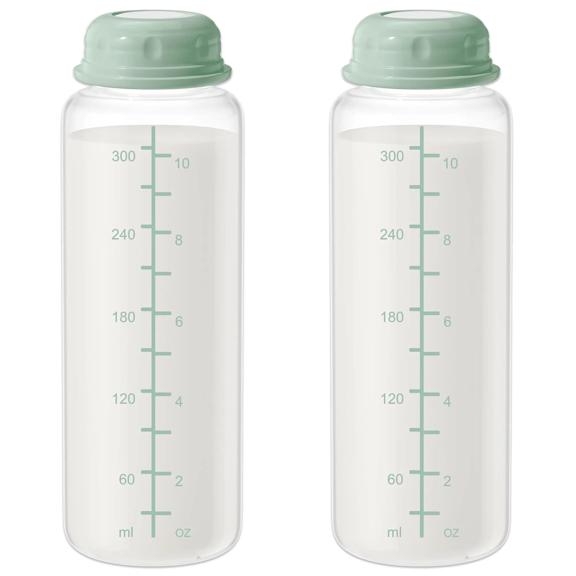 TOVVILD 10oz Breastmilk Storage Bottles (4 Pack) | Compatible with Spectra Pumps & Momcozy Coolers — 11oz-2pcs