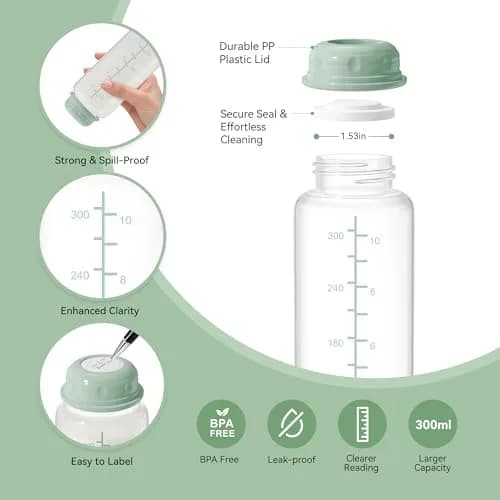 TOVVILD 11oz Breastmilk Storage Bottles (2-Pack, 330ml) | BPA-Free & Leakproof for On-the-Go Milk Storage thumbnail 5