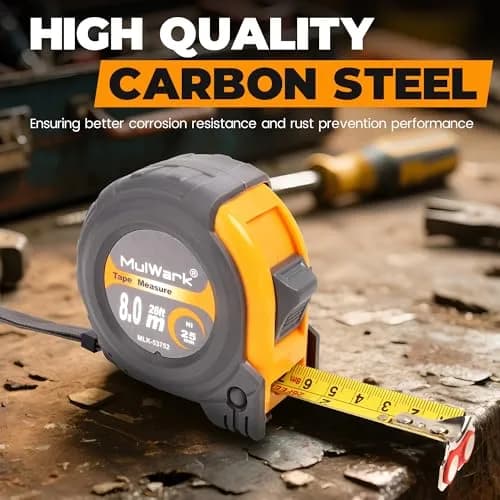 MulWark 4 Pack Retractable Tape Measure 8m (26ft) | Professional Steel Blade with Magnetic Hook & Shockproof Case thumbnail 2