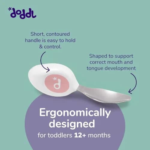 doddl Toddler Utensils 2 Piece Set for Self Feeding | Ergonomic Stainless Steel Flatware for 1-3 Year Olds thumbnail 3