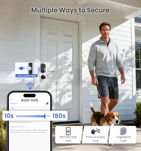 Veise VE027-K WiFi Smart Deadbolt Lock Set with 2 Knobs, Matte Black | Remote Control & Fingerprint Access thumbnail 8