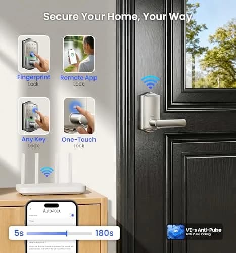 Veise VE029 Wi-Fi Smart Lever Lock with Digital Keypad | All-Weather, App & Voice Control, Satin Nickel thumbnail 6