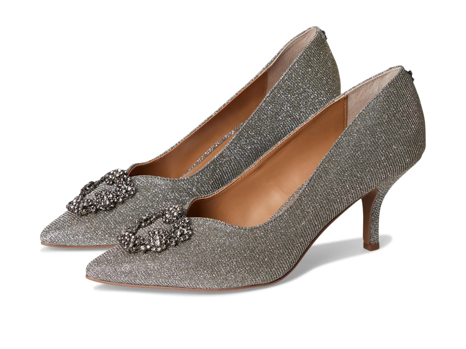 J. Reneé Ezara Women's Pewter Pumps 8 Medium | Pointed Toe Slip-On with Memory Foam - main product image