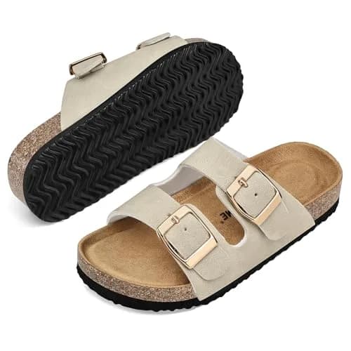 K KomForme Kids Slide Sandals Stone Size 13 Little Kid | Adjustable Buckles & Arch Support thumbnail 6