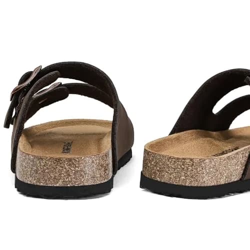 K KomForme Kids Slide Sandals Brown Size 3 Big Kid | Adjustable Double Buckle Comfort thumbnail 7