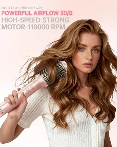 webeauty Hair Dryer Brush 8-in-1 Dual Voltage Hot Air Styler | Fast-Drying Ionic Blow Dryer with Attachments, Frizz-Free, Pink thumbnail 4