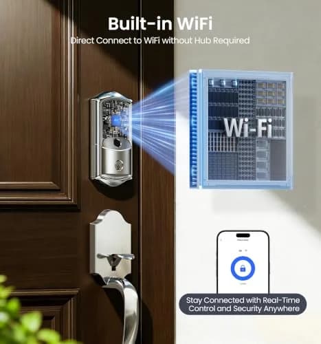 Veise VE027 WiFi Smart Lock Fingerprint Deadbolt Satin Nickel | Keyless Entry with App Control thumbnail 2