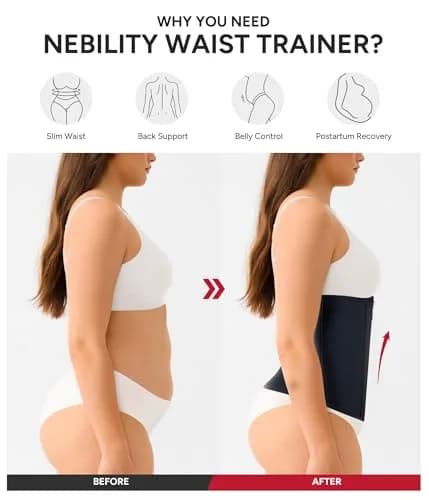 Nebility Women's Waist Trainer Zipper Corset Shapewear with 11 Steel Bones | Black, Large (US Size) thumbnail 6