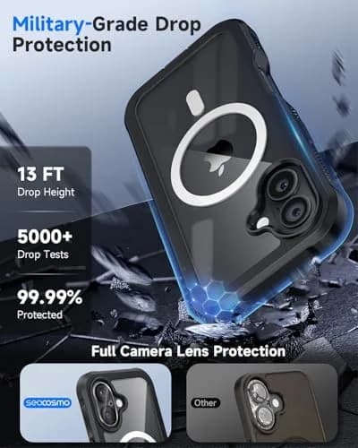 seacosmo Wireless Accessory for iPhone 17 6.3" with Privacy Screen Protector | Full Body Shockproof Case thumbnail 4