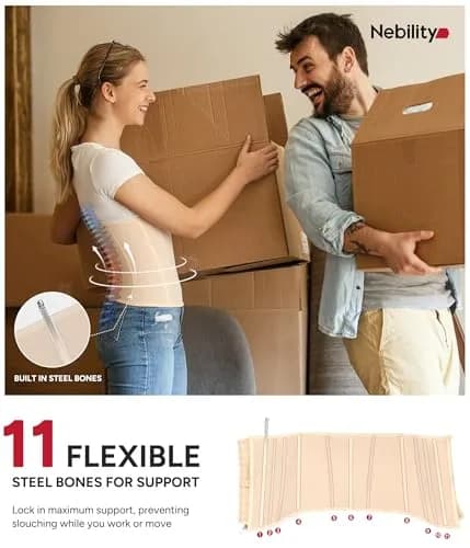 Nebility Women's Waist Trainer Zipper Corset Shapewear Beige XL | Tummy Control & Back Support thumbnail 4