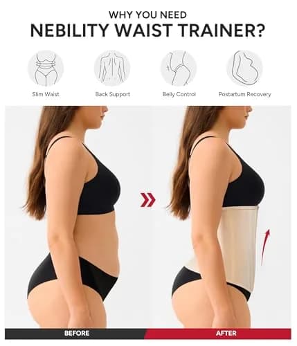 Nebility Zipper Corset Waist Trainer for Women with 11 Steel Bones, Medium Beige | Tummy Control Body Shaper for Hourglass Figure thumbnail 7