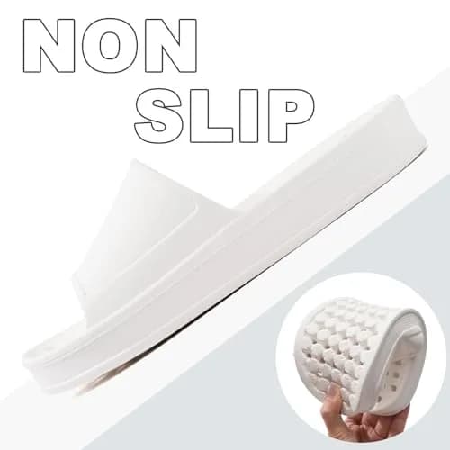 GETOEU White Shower Shoes for Women and Men with Drain Holes, Massage Slide Sandals (US Women 6-6.5 / Men 5-5.5) thumbnail 4