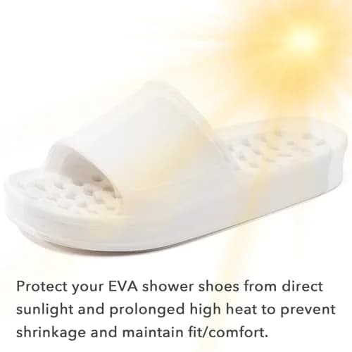 GETOEU White Shower Shoes for Women and Men with Drain Holes, Massage Slide Sandals (US Women 6-6.5 / Men 5-5.5) thumbnail 5