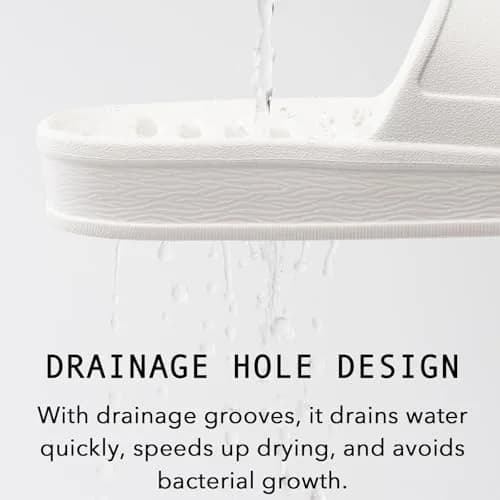GETOEU White Shower Shoes for Women and Men with Drain Holes, Massage Slide Sandals (US Women 6-6.5 / Men 5-5.5) thumbnail 3