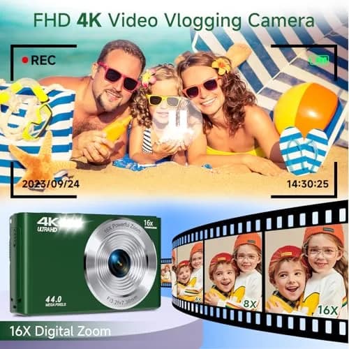 SMARTKLIK Digital Camera FHD 4K 44MP 2.8 inch Display 16x Zoom 64GB SD Card | Autofocus Compact Camera for Teens thumbnail 3