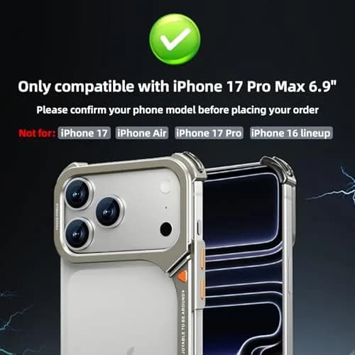 OATSBASF Metal Bumper Case for iPhone 17 Pro Max 6.9-Inch | MagSafe Compatible Shockproof Protection thumbnail 2
