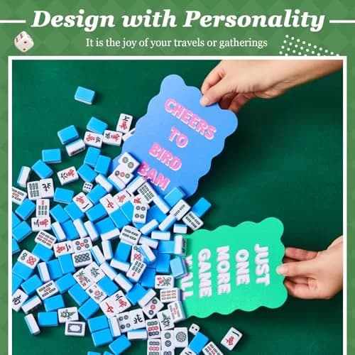 Soulchen Blue Mahjong Tile Mixer Shufflers 2-Piece Set | Practical Mahjong Accessories thumbnail 3