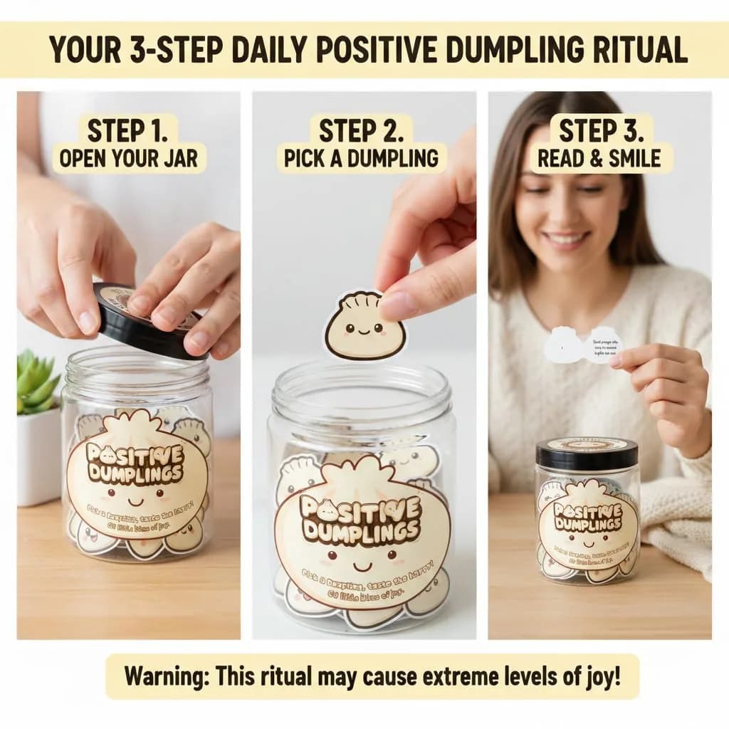 DEARMINE Positive Dumpling Jar with 60 Daily Affirmation Cards | Cute Motivation Jar for Teens thumbnail 2