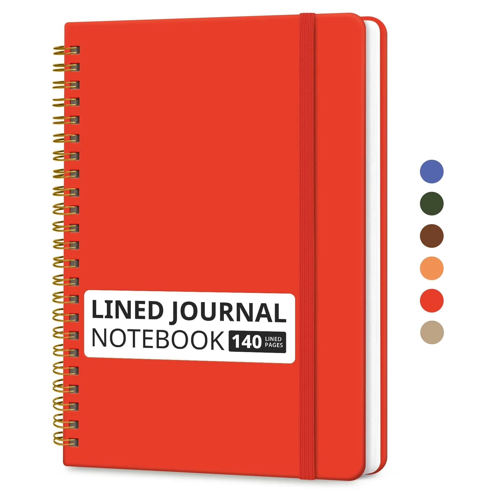 Taja Lined Spiral Journal Notebook A5 (140 Pages) | College Ruled Hardcover for Work & Writing, Tomato Red