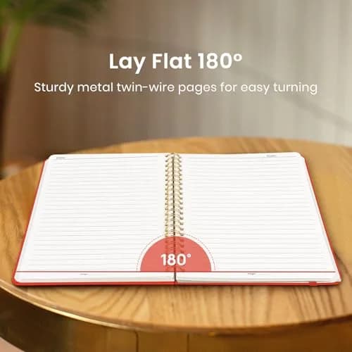 Taja Lined Spiral Journal Notebook A5 (140 Pages) | College Ruled Hardcover for Work & Writing, Tomato Red thumbnail 4
