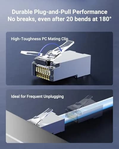 VCE Cat6 Shielded RJ45 Passthrough Connector with Strain Relief Boot 25 Pcs | Gigabit Ethernet Cable Connector thumbnail 4