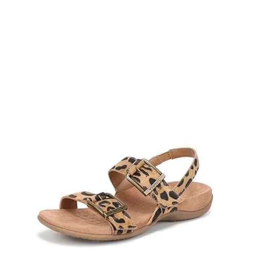 Vionic Women's Reese Sandal Tan Leopard Suede 7 M | Arch Support Comfort thumbnail 1