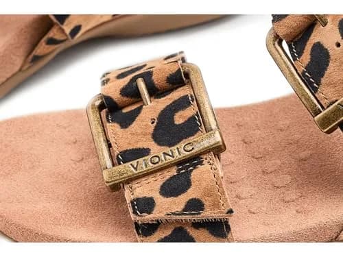Vionic Women's Reese Sandal Tan Leopard Suede 7 M | Arch Support Comfort thumbnail 2