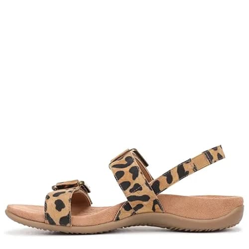Vionic Women's Reese Sandal Tan Leopard Suede 7 M | Arch Support Comfort thumbnail 5