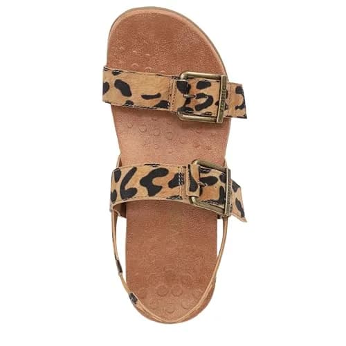 Vionic Women's Reese Sandal Tan Leopard Suede 8.5 Wide | Arch Support Orthotic Comfort thumbnail 8