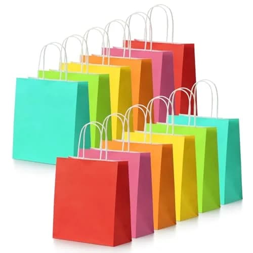 Parmedu Small Paper Gift Bags with Handles, 6 Colors, 30 Pack | Eco-Friendly, Durable & Vibrant Gift Bags for All Occasions thumbnail 1