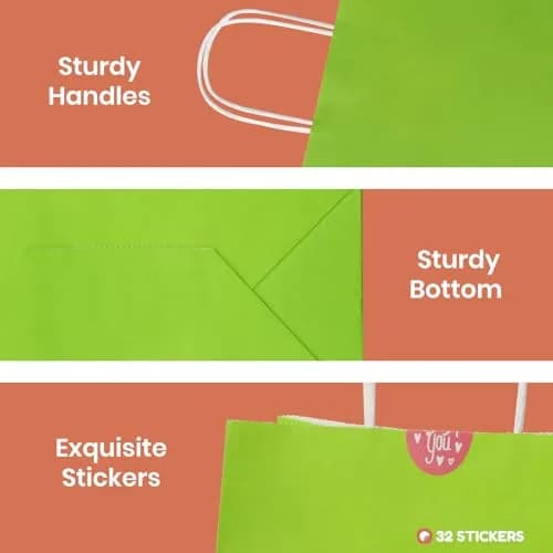 Parmedu Small Paper Gift Bags with Handles, 6 Colors, 30 Pack | Eco-Friendly, Durable & Vibrant Gift Bags for All Occasions thumbnail 5