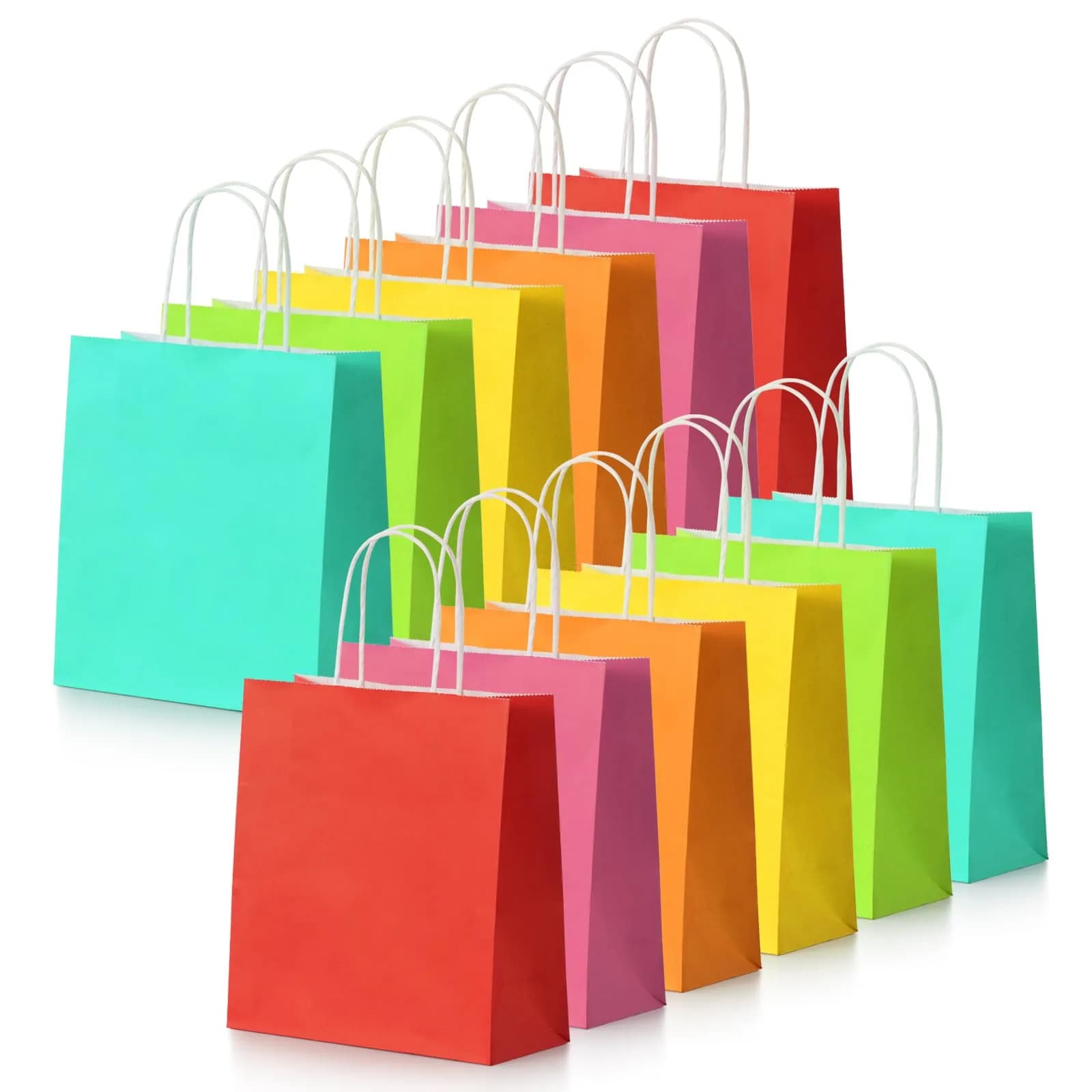 Parmedu Small Paper Gift Bags with Handles, 6 Colors, 30 Pack | Eco-Friendly, Durable & Vibrant Gift Bags for All Occasions - main product image