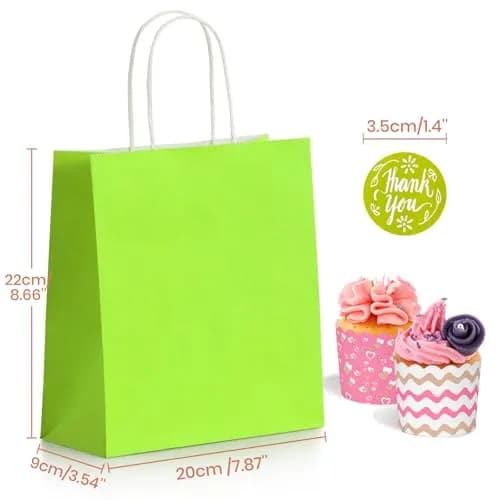 Parmedu Small Paper Gift Bags with Handles, 6 Colors, 30 Pack | Eco-Friendly, Durable & Vibrant Gift Bags for All Occasions thumbnail 2