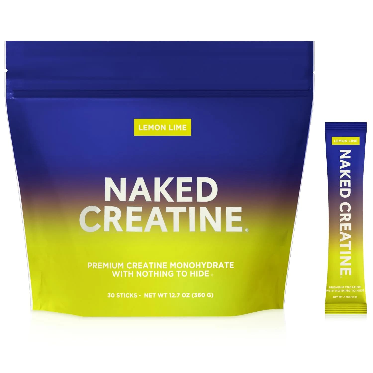 NAKED Pure Micronized Creatine Monohydrate Powder 1000g (35.2 oz) | NSF Certified Vegan Muscle Building Supplement — Lemon Lime / 30 Servings