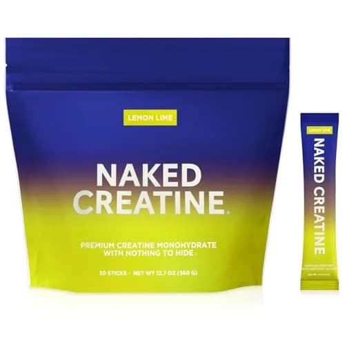 NAKED Pure Micronized Lemon Lime Creatine Monohydrate Stick Packs 30 Servings (12.7 oz) | Vegan, Gluten-Free, No Additives thumbnail 1