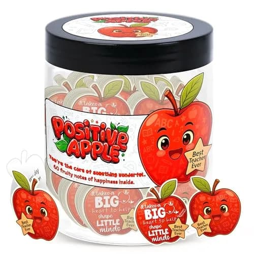 DEARMINE Positive Apple Jar with 60 Daily Affirmation Cards, Emotional Support Apple Gift, Apple Cards, Funny Gifts for Women and Men (Pack of 1) — Positive Apple