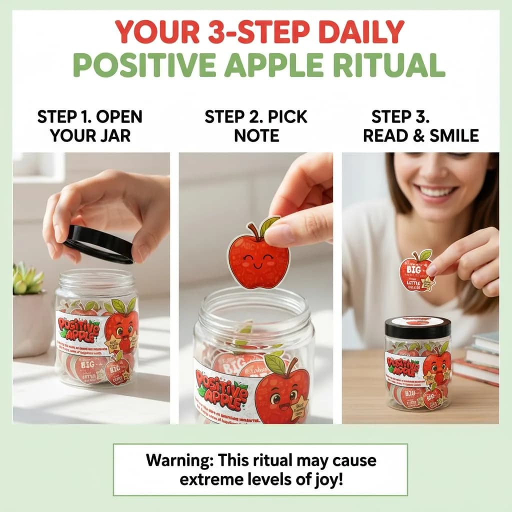 DEARMINE Positive Apple Jar with 60 Daily Affirmation Cards, Emotional Support Apple Gift, Apple Cards, Funny Gifts for Women and Men (Pack of 1) thumbnail 2
