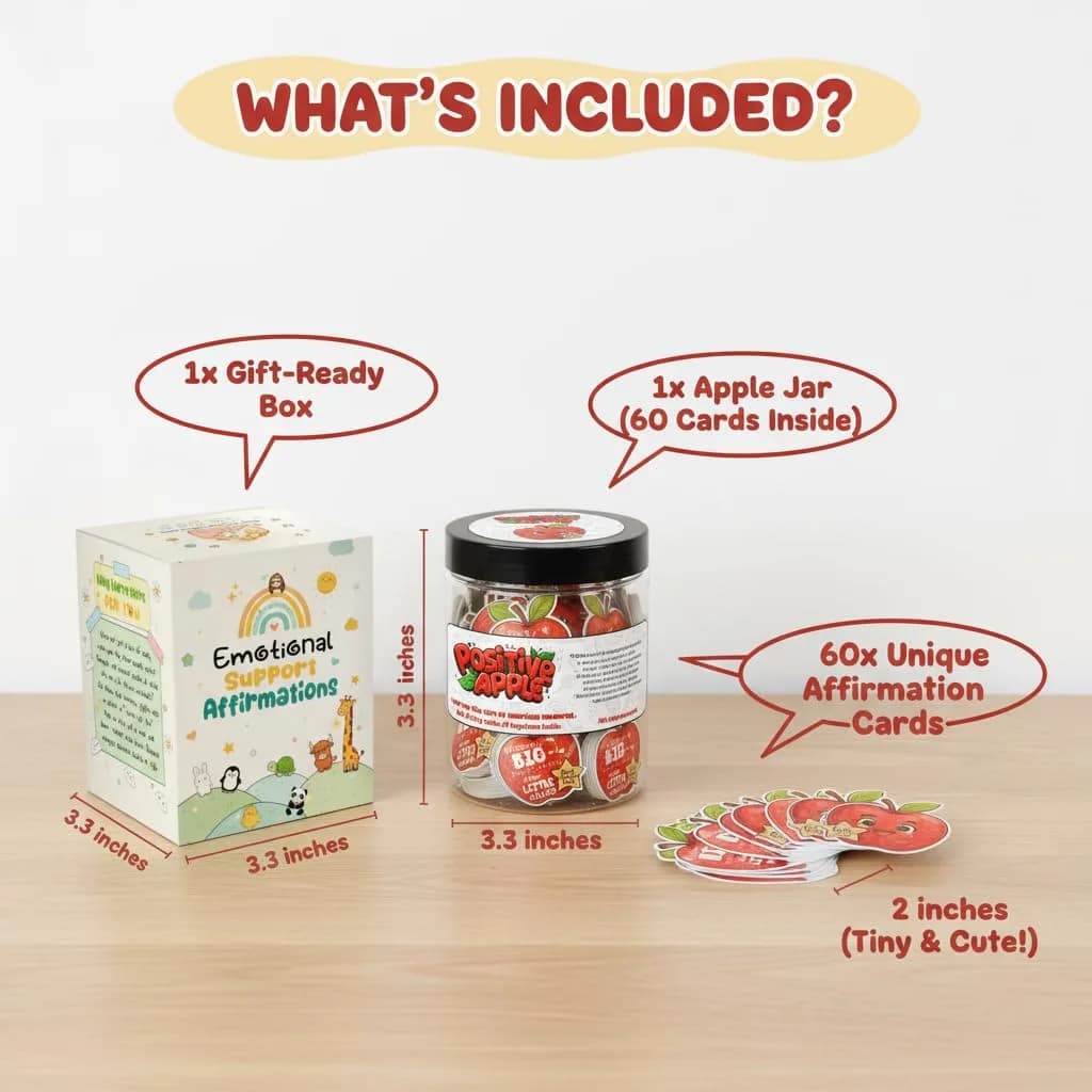DEARMINE Positive Apple Jar with 60 Daily Affirmation Cards, Emotional Support Apple Gift, Apple Cards, Funny Gifts for Women and Men (Pack of 1) thumbnail 3