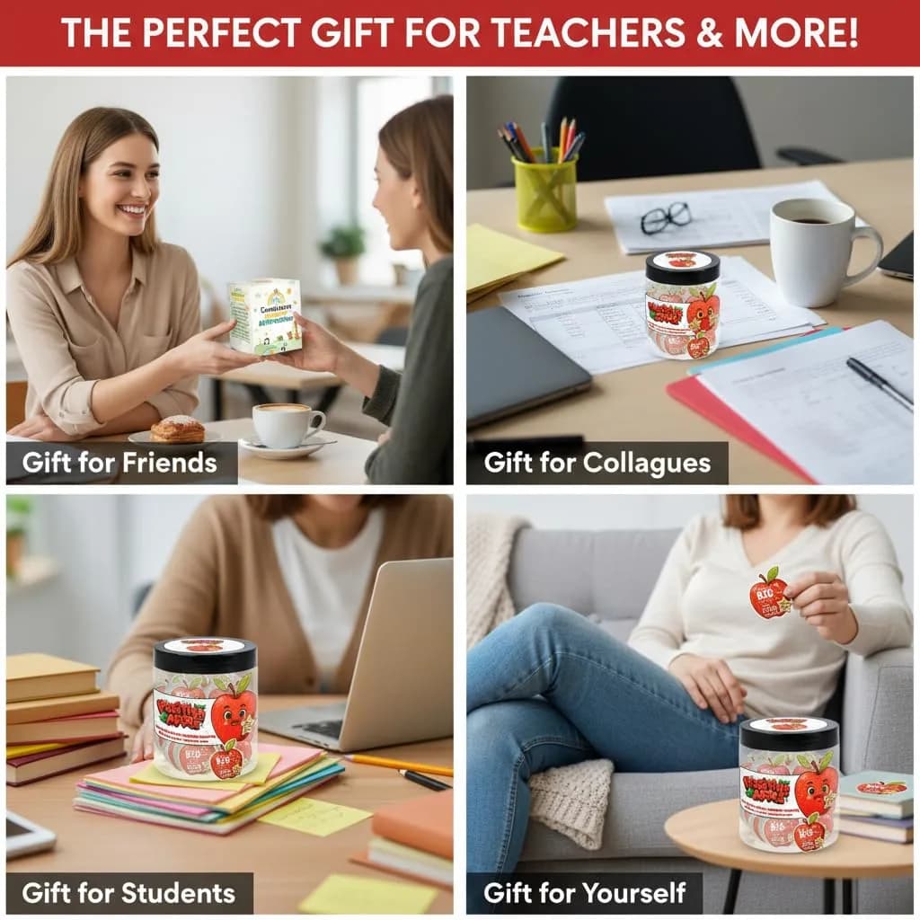 DEARMINE Positive Apple Jar with 60 Daily Affirmation Cards, Emotional Support Apple Gift, Apple Cards, Funny Gifts for Women and Men (Pack of 1) thumbnail 4