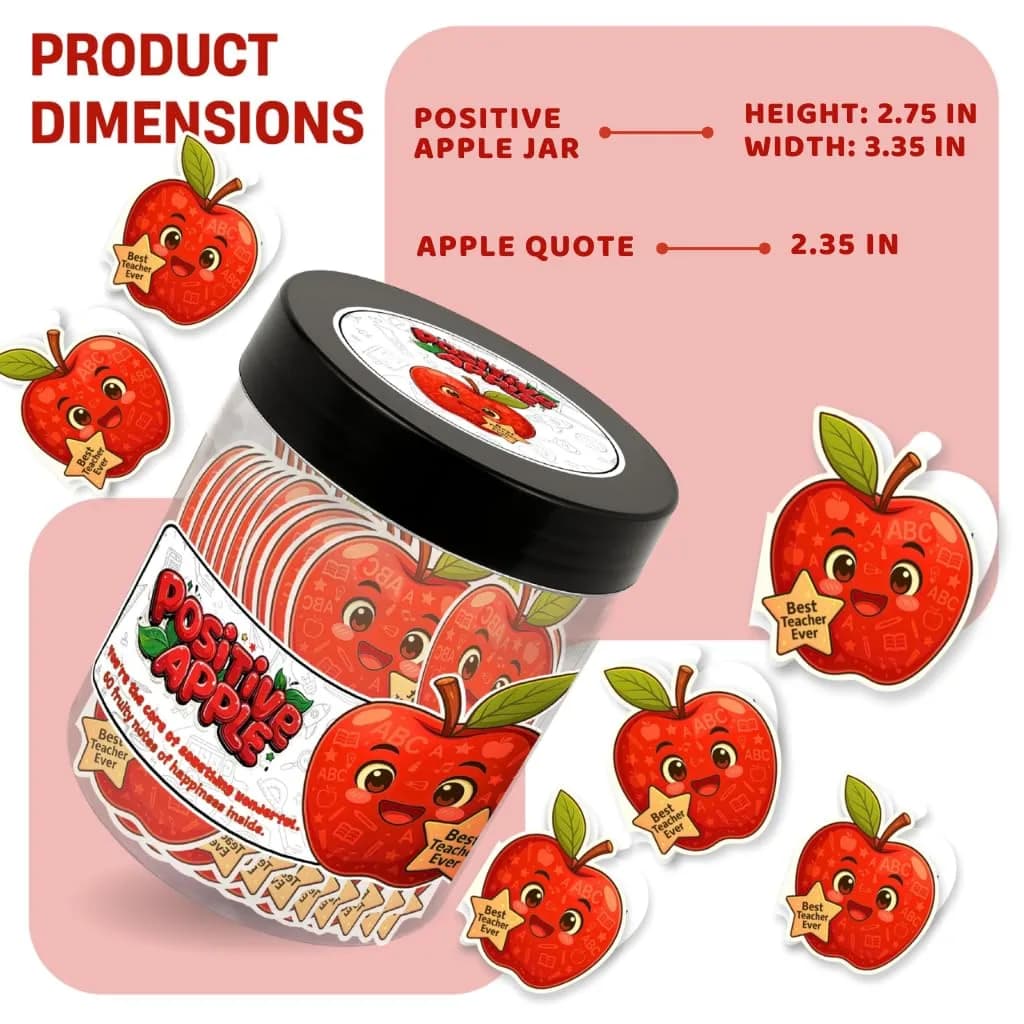 DEARMINE Positive Apple Jar with 60 Daily Affirmation Cards, Emotional Support Apple Gift, Apple Cards, Funny Gifts for Women and Men (Pack of 1) thumbnail 7
