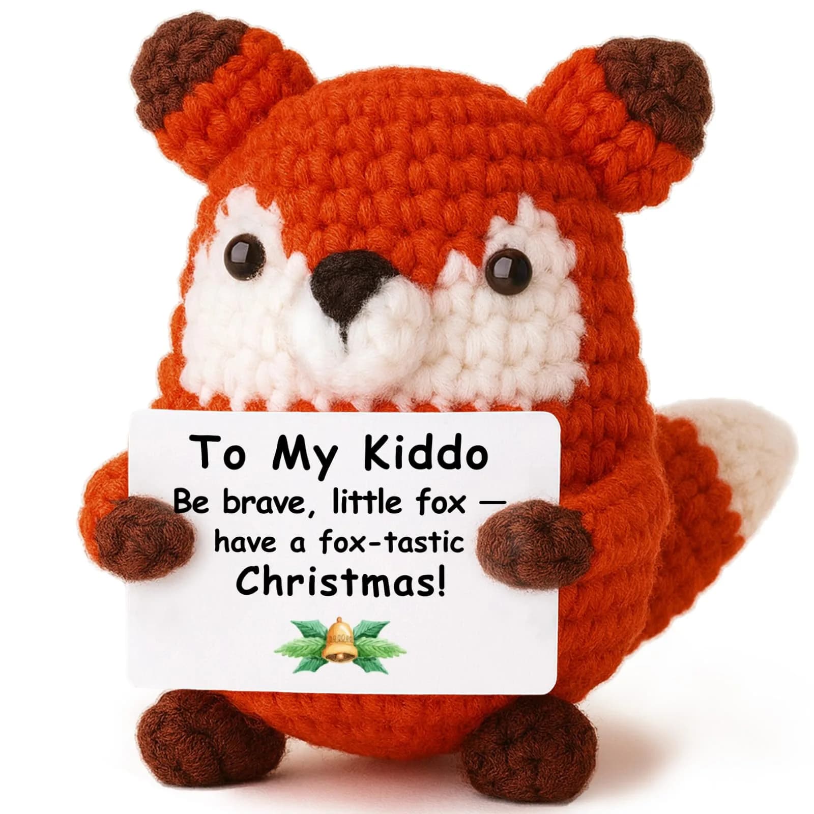 WEYON Mini Crochet Fox Plush with Pun Card 8-10cm (0.26-0.33 ft) | Cute Woodland Kawaii Decor - main product image
